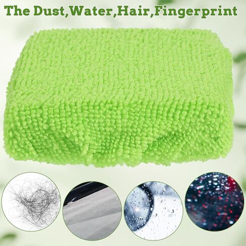 Car Care Microfiber Cloths for Windshield Cleaner, Microfiber Cleaning Cloth for Windshield Cleaning Tool Interior Car Window Cleaner Washing Bonnets, Reusable Window Washing Pads Cover Kit 5", Green in Saudi Arabia