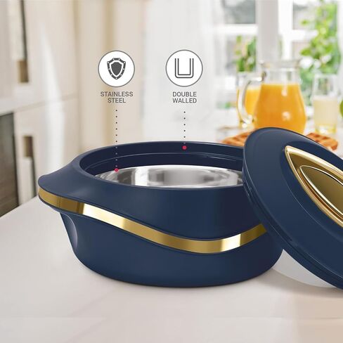 Casserole Set Hot Inner Stainless Steel Casserole Easy to Carry | Easy to Store | Chapati | Roti | Curd Maker Diwali Gift Item 1500ML (Blue) in Saudi Arabia