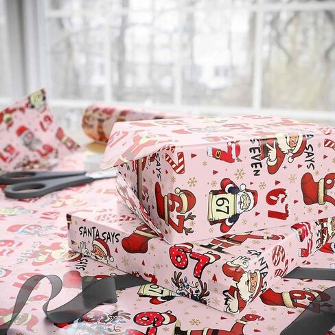 5PCS 67 Christmas Wrapping Paper, 67 Meme christmas Gift Wrap, Santa 67Meme GiftWrap, Unique Six Seven Festive Wrapping Papers, for Birthday Christmas Gifts, Festive Party (A) in Kuwait