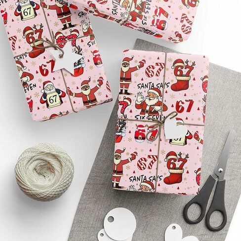 5PCS 67 Christmas Wrapping Paper, 67 Meme christmas Gift Wrap, Santa 67Meme GiftWrap, Unique Six Seven Festive Wrapping Papers, for Birthday Christmas Gifts, Festive Party (A) in Kuwait