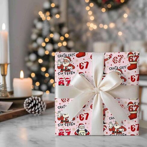 5PCS 67 Christmas Wrapping Paper, 67 Meme christmas Gift Wrap, Santa 67Meme GiftWrap, Unique Six Seven Festive Wrapping Papers, for Birthday Christmas Gifts, Festive Party (A) in Kuwait