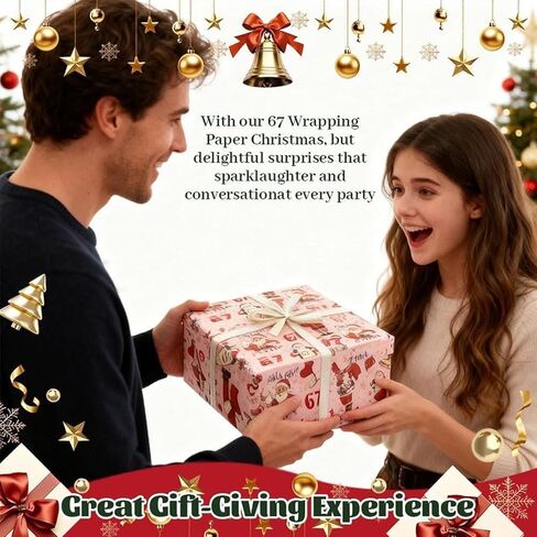 5PCS 67 Christmas Wrapping Paper, 67 Meme christmas Gift Wrap, Santa 67Meme GiftWrap, Unique Six Seven Festive Wrapping Papers, for Birthday Christmas Gifts, Festive Party (A) in Kuwait
