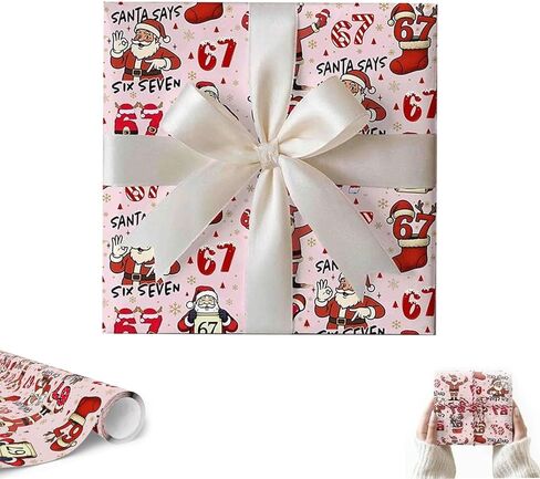 5PCS 67 Christmas Wrapping Paper, 67 Meme christmas Gift Wrap, Santa 67Meme GiftWrap, Unique Six Seven Festive Wrapping Papers, for Birthday Christmas Gifts, Festive Party (A) in Kuwait