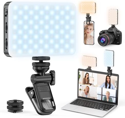 Clip on Ring Light, Rechargeable Selfie Fill Light, Portable Selfie Ring Light with 3 Adjustable Light Modes, Video Conference Light for iPhone, Laptop, iPad, Zoom Meeting, Make up, Video in Kuwait