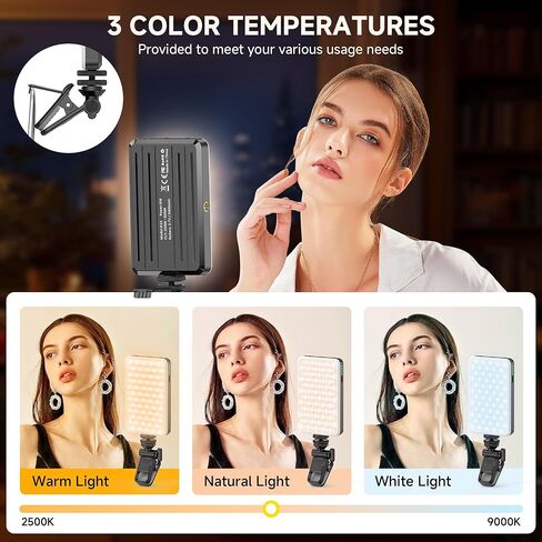 Clip on Ring Light, Rechargeable Selfie Fill Light, Portable Selfie Ring Light with 3 Adjustable Light Modes, Video Conference Light for iPhone, Laptop, iPad, Zoom Meeting, Make up, Video in Kuwait