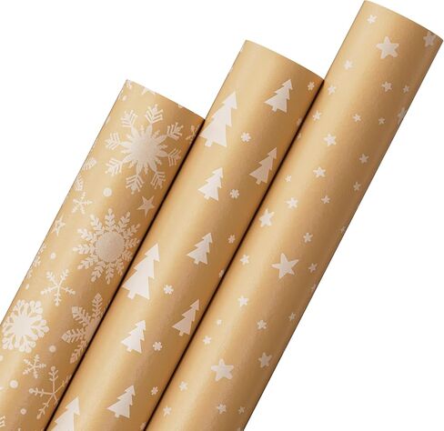 SUNQEBO Reversible Christmas Wrapping Paper Roll, 17 Inch x 33 Feet, Holiday Gift Wrapping Paper Red Car and Tree Snowflake Wrapping Paper for Christmas, Holiday, Party in Saudi Arabia