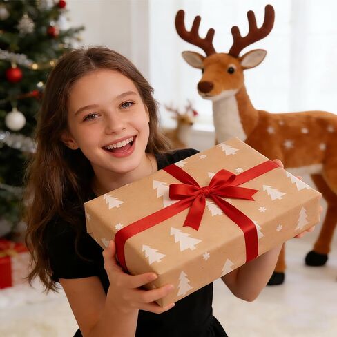 SUNQEBO Reversible Christmas Wrapping Paper Roll, 17 Inch x 33 Feet, Holiday Gift Wrapping Paper Red Car and Tree Snowflake Wrapping Paper for Christmas, Holiday, Party in Saudi Arabia