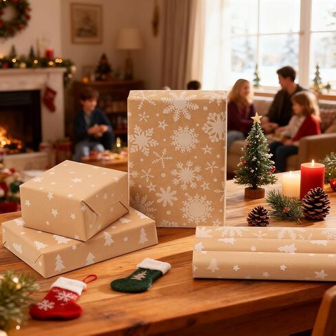 SUNQEBO Reversible Christmas Wrapping Paper Roll, 17 Inch x 33 Feet, Holiday Gift Wrapping Paper Red Car and Tree Snowflake Wrapping Paper for Christmas, Holiday, Party in Saudi Arabia