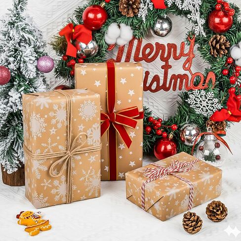 SUNQEBO Reversible Christmas Wrapping Paper Roll, 17 Inch x 33 Feet, Holiday Gift Wrapping Paper Red Car and Tree Snowflake Wrapping Paper for Christmas, Holiday, Party in Saudi Arabia