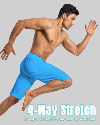 Men Swim Trunks with Compression 9 Inches Breathable Liner Quick Dry Zipper Pockets for Board Beach Gym Running in Kuwait