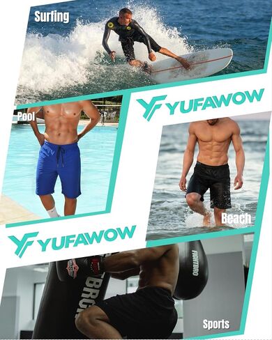 Men Swim Trunks with Compression 9 Inches Breathable Liner Quick Dry Zipper Pockets for Board Beach Gym Running in Kuwait