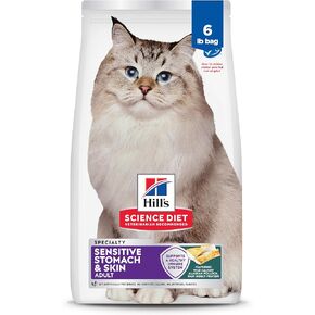 Hill's Pet Nutrition Science Diet Adult Sensitive Stomach & Skin Pollock Meal & Barley Recipe Dry Cat Food, 6 lb. Bag in Kuwait