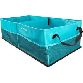 منظم صندوق السيارة قابل للطي مع بطانة PVC مقاومة للماء، تخزين البضائع الثقيلة مع مقابض وجيوب شبكية للبقالة والتخييم والسفر والرياضة | بلس (31.5 بوصة × 15.7 بوصة × 9 بوصة) 74 لترًا باللون الرمادي in Saudi Arabia