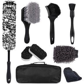 9Pcs Car Wheel Brush Wash Kit,Car Detailing Brushes, Tire Brush Kit Cleaning Tool, Wheel Cleaner Brush, Soft-bristled Rim Cleaner Brush,Tire Shine Applicator Pad in Saudi Arabia