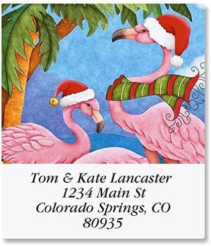 ملصقات عنوان عيد الميلاد الاستوائية المخصصة من Seaside Greetings - مجموعة من 144 قطعة، دائرية، أصداف للعطلات، ذاتية اللصق، ملصقات مسطحة، صور ملونة in Saudi Arabia
