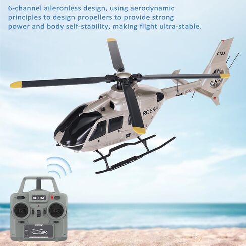 طائرة هليكوبتر GoolRC C123 RC، طائرة هليكوبتر بجهاز تحكم عن بعد 6CH، طائرة EC135 RC بتردد 2.4 جيجا هرتز مع جيرو 6 محاور، قلاب ثلاثي الأبعاد، طيران مقلوب، تثبيت الارتفاع، مفتاح واحد للإقلاع/الهبوط، بطاريتين (شامبانيا) in Kuwait