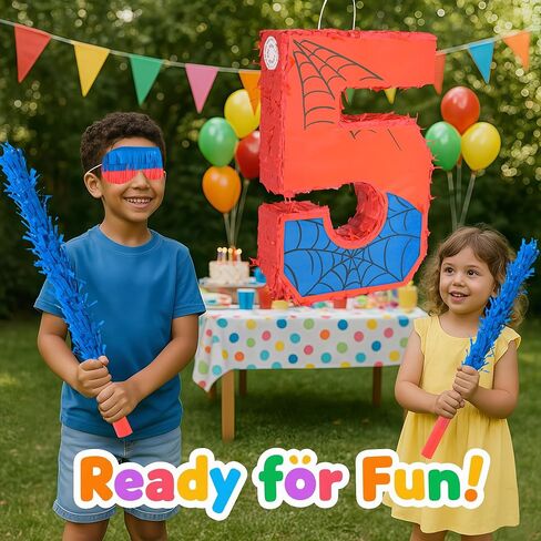 Superhero Birthday Decorations, Number 3 Spider Pinata 16 Inch with Piñata Stick, Blindfold, Confetti for Boys and Girls Kids Birthday Party Supplies (3th) in Saudi Arabia