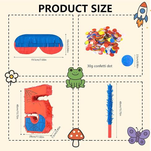 Superhero Birthday Decorations, Number 3 Spider Pinata 16 Inch with Piñata Stick, Blindfold, Confetti for Boys and Girls Kids Birthday Party Supplies (3th) in Saudi Arabia