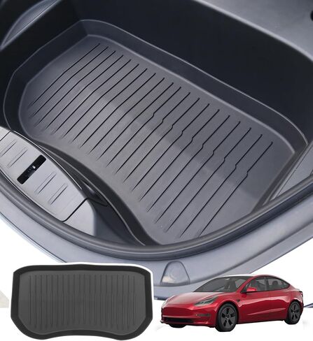 حصيرة صندوق السيارة الخلفية الأوتوماتيكية PM لـ 2021-2023 Tesla Model 3، واقي أرضية TPE متين مناسب لجميع الأحوال الجوية وملحقات Tesla الأساسية (باستثناء المرتفعات) in Kuwait