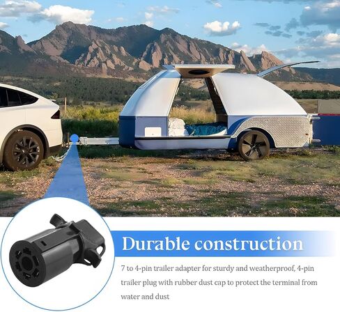 7 Pin to 4 Pin Trailer Adapter, Waterproof 7 Way Blade to 4 Way Flat Trailer Plug, Electrical Wiring Connector Accessories, Compatible with Motorhome Truck Caravan in Saudi Arabia