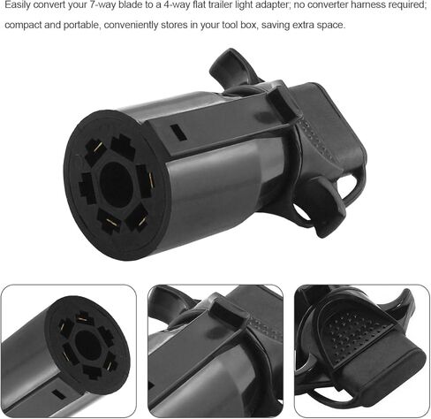 7 Pin to 4 Pin Trailer Adapter, Waterproof 7 Way Blade to 4 Way Flat Trailer Plug, Electrical Wiring Connector Accessories, Compatible with Motorhome Truck Caravan in Saudi Arabia