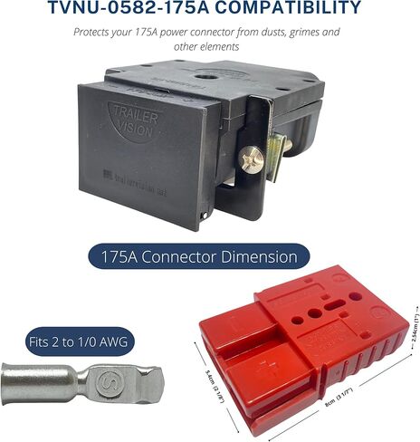 Trailer Vision 175 Amp Anderson Connector Plug Cover with Metal Plate - Dust Cover Assembly Panel Surface Mounting Kit 175A SB175 2-1/0 AWG Bracket for Caravan Truck Camper Van Motorhome Trailers in Saudi Arabia
