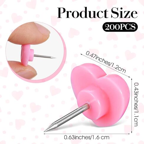 200 Pcs Push Pins Thumb Tacks Heart Push Pins for Cork Board Flat Head Thumb Tacks Cute for Corkboard Adorables for Bulletin Board for Home School Office Notice Cork in Saudi Arabia