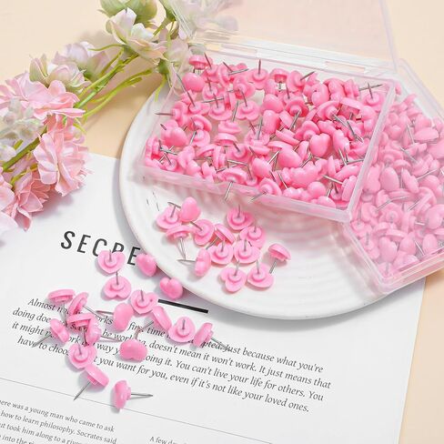 200 Pcs Push Pins Thumb Tacks Heart Push Pins for Cork Board Flat Head Thumb Tacks Cute for Corkboard Adorables for Bulletin Board for Home School Office Notice Cork in Saudi Arabia