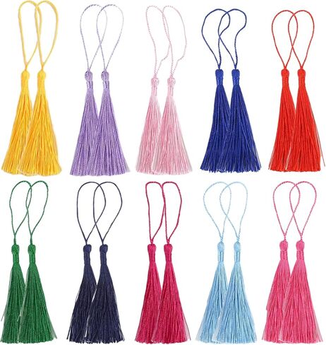 20 PCS 13cm/5 Inch Mini Bookmark Tassels, Handmade Soft Craft Mini Tassels with Loops for Jewelry Making, DIY Projects, Bookmarks(Color B) in Kuwait