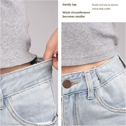 8 قطع من مشبك مشد الخصر، مشبك غير مرئي لشد الخصر، مشبك مشد قابل للتعديل، مشدود زر البنطلون المحمول، بدون استبدال زر الجينز، للجينز والتنانير in Kuwait