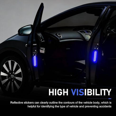 4 قطع ملصقات تحذيرية عاكسة للسلامة، ملصقات عاكسة لباب السيارة مضادة للتصادمات، ملصق تحذير عالي الوضوح مقاوم للماء ليلاً، عالمي لمعظم السيارات (أحمر) in Kuwait