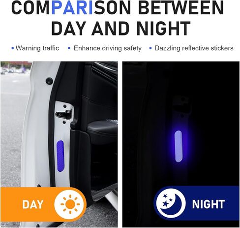 4 قطع ملصقات تحذيرية عاكسة للسلامة، ملصقات عاكسة لباب السيارة مضادة للتصادمات، ملصق تحذير عالي الوضوح مقاوم للماء ليلاً، عالمي لمعظم السيارات (أحمر) in Kuwait