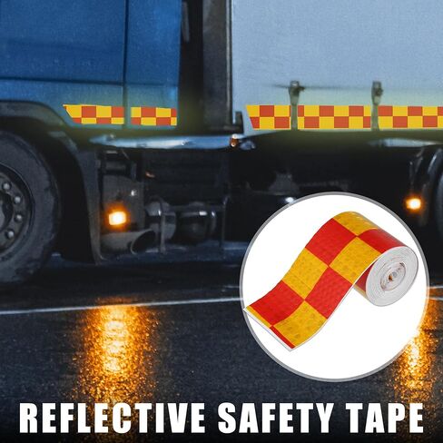 Generic Reflective Safety Warning Tape Adhesive Signs Waterproof High Visibility Sticker for Trailer Cars Auto Trucks Trailer Outdoor Red Yellow Pattern in Saudi Arabia