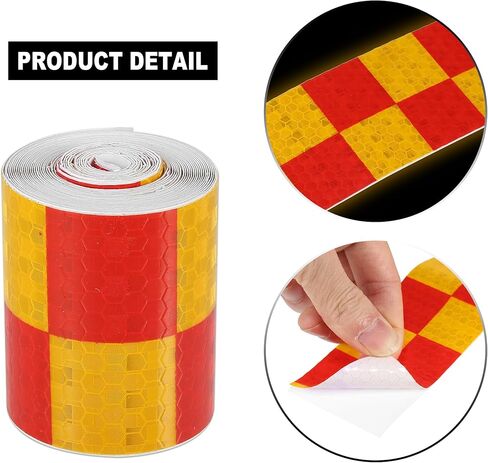Generic Reflective Safety Warning Tape Adhesive Signs Waterproof High Visibility Sticker for Trailer Cars Auto Trucks Trailer Outdoor Red Yellow Pattern in Saudi Arabia