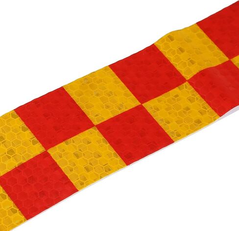 Generic Reflective Safety Warning Tape Adhesive Signs Waterproof High Visibility Sticker for Trailer Cars Auto Trucks Trailer Outdoor Red Yellow Pattern in Saudi Arabia