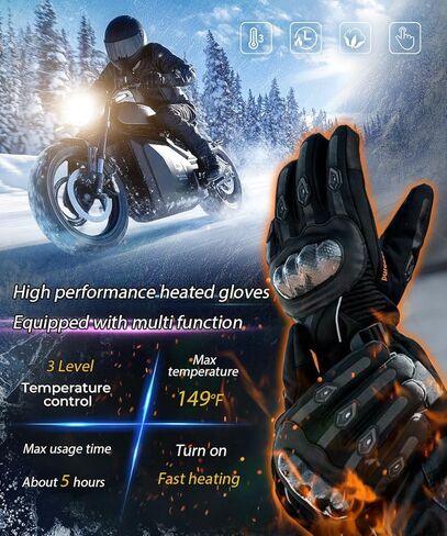 قفازات ساخنة مع 3 إعدادات للحرارة للرجال والنساء، بطارية قابلة لإعادة الشحن 7.4 فولت، قفازات كهربائية تعمل باللمس لتدفئة اليد في الشتاء والعمل في الهواء الطلق والصيد وركوب الدراجات النارية in Kuwait