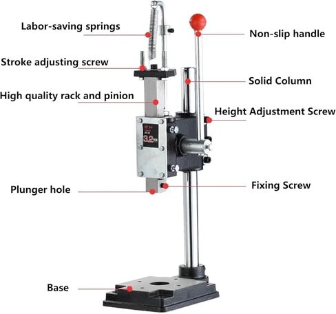 Manual Leather Embosser, Maximum Height 19.6in/500mm,640kg Heavy Duty Arbor Press, Bench Top Perforator, Hand Trigger Press Cast Iron, For Mounting, Removing Or Compressing Workpieces(Size:640kg) in Saudi Arabia