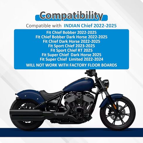 Wsays Crash Bar Front Highway Engine Guard 1.25" Diameter Compatible with Indian Chief Bobber Dark Horse Sport Super 2022-2025 (Not Works with Factory Floor Boards), Gloss Black in Saudi Arabia