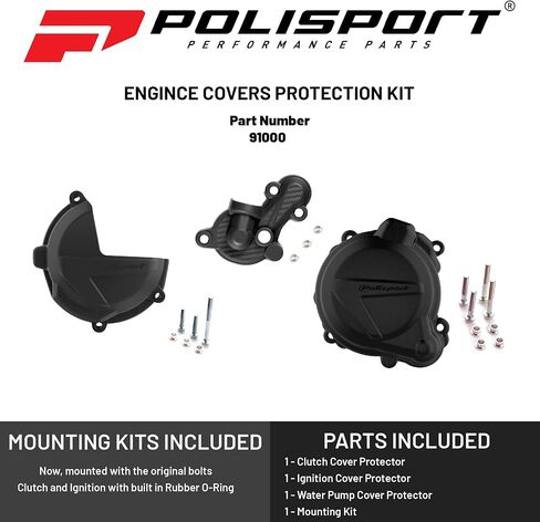 مجموعة أدوات حماية أغطية المحرك للدراجات النارية Polisport Motocross (MX) للدراجات الترابية Beta RR 250/300 (2018-2022) - قابض بلاستيكي متين PA6 وواقيات إشعال لركوب الطرق الوعرة - أسود in Kuwait