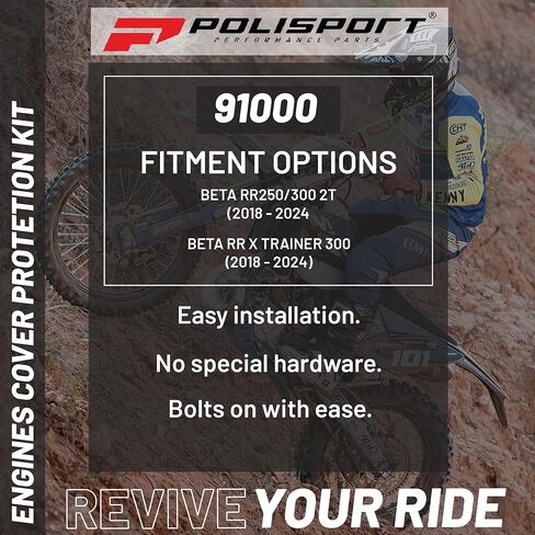 مجموعة أدوات حماية أغطية المحرك للدراجات النارية Polisport Motocross (MX) للدراجات الترابية Beta RR 250/300 (2018-2022) - قابض بلاستيكي متين PA6 وواقيات إشعال لركوب الطرق الوعرة - أسود in Kuwait