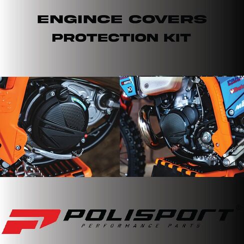 مجموعة أدوات حماية أغطية المحرك للدراجات النارية Polisport Motocross (MX) للدراجات الترابية Beta RR 250/300 (2018-2022) - قابض بلاستيكي متين PA6 وواقيات إشعال لركوب الطرق الوعرة - أسود in Kuwait