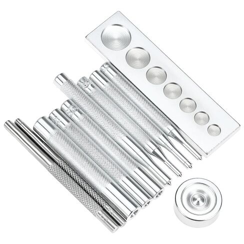 QWORK Punch Tool Punch Snap Kit, Set of 11 Pcs Stainless Steel Rivet Setting Tool, Round Hole Punch Die Tool in Saudi Arabia