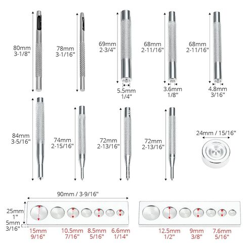 QWORK Punch Tool Punch Snap Kit, Set of 11 Pcs Stainless Steel Rivet Setting Tool, Round Hole Punch Die Tool in Saudi Arabia