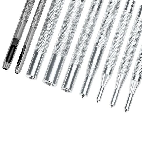 QWORK Punch Tool Punch Snap Kit, Set of 11 Pcs Stainless Steel Rivet Setting Tool, Round Hole Punch Die Tool in Saudi Arabia