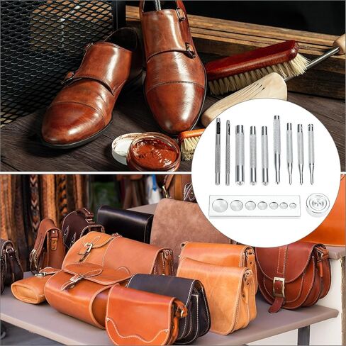 QWORK Punch Tool Punch Snap Kit, Set of 11 Pcs Stainless Steel Rivet Setting Tool, Round Hole Punch Die Tool in Saudi Arabia