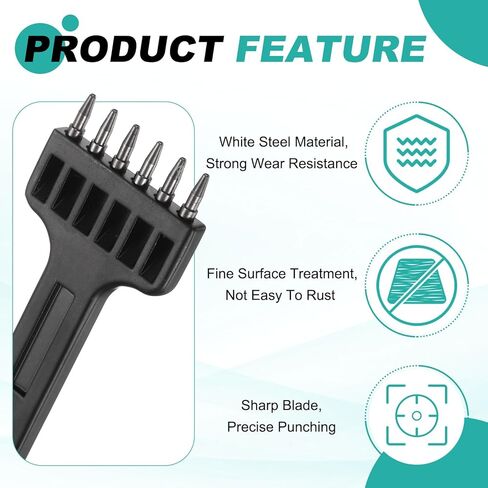 HARFINGTON 3Pcs Leather Stitching Punch 5mm 2/4/6 Prong Carbon Steel Leather Punch Hole Tool Chisel for DIY Craft Handbag Wallets Card Belt Holders Key Holder Belt, Black in Saudi Arabia