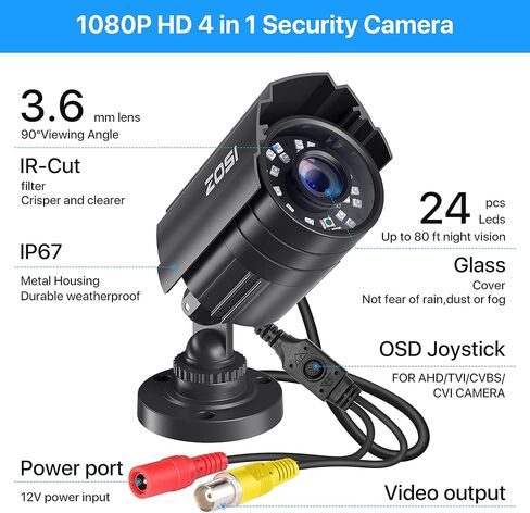 نظام كاميرا أمان ZOSI 24CH 4K PoE، كشف الوجه/الشخص/المركبة، كاميرات IP خارجية 16x 4K، صفارة إنذار، صوت ثنائي الاتجاه، رؤية ليلية، 16 منفذ 24CH 8MP NVR ثنائي القرص مع محرك أقراص ثابتة 4 تيرابايت للتسجيل على مدار الساعة طوال أيام الأسبوع in Kuwait