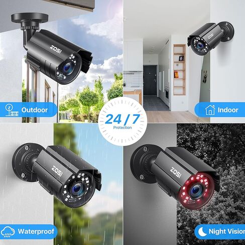 نظام كاميرا أمان ZOSI 24CH 4K PoE، كشف الوجه/الشخص/المركبة، كاميرات IP خارجية 16x 4K، صفارة إنذار، صوت ثنائي الاتجاه، رؤية ليلية، 16 منفذ 24CH 8MP NVR ثنائي القرص مع محرك أقراص ثابتة 4 تيرابايت للتسجيل على مدار الساعة طوال أيام الأسبوع in Kuwait
