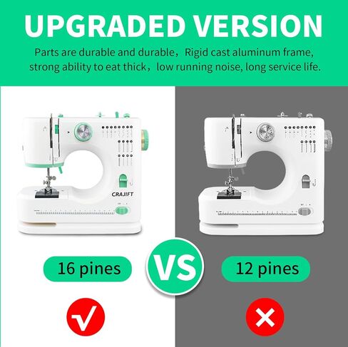 Sewing Machine for Beginners with 16 Built-in Stitches, Small Sewing Twin Needles Machine with Accessory Kit, Applications Lightweight Household Sewing Machine with Foot Pedal Light Storage Drawer Kit in Saudi Arabia