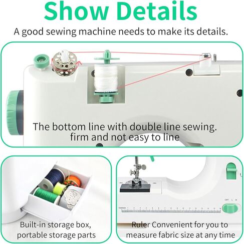 Sewing Machine for Beginners with 16 Built-in Stitches, Small Sewing Twin Needles Machine with Accessory Kit, Applications Lightweight Household Sewing Machine with Foot Pedal Light Storage Drawer Kit in Saudi Arabia